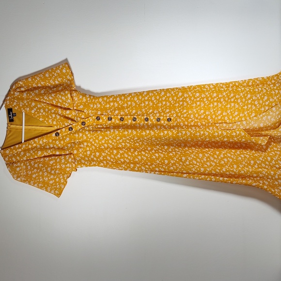 Lulus After Bloom Delight Yellow Floral Midi Dress XS - Picture 6 of 15